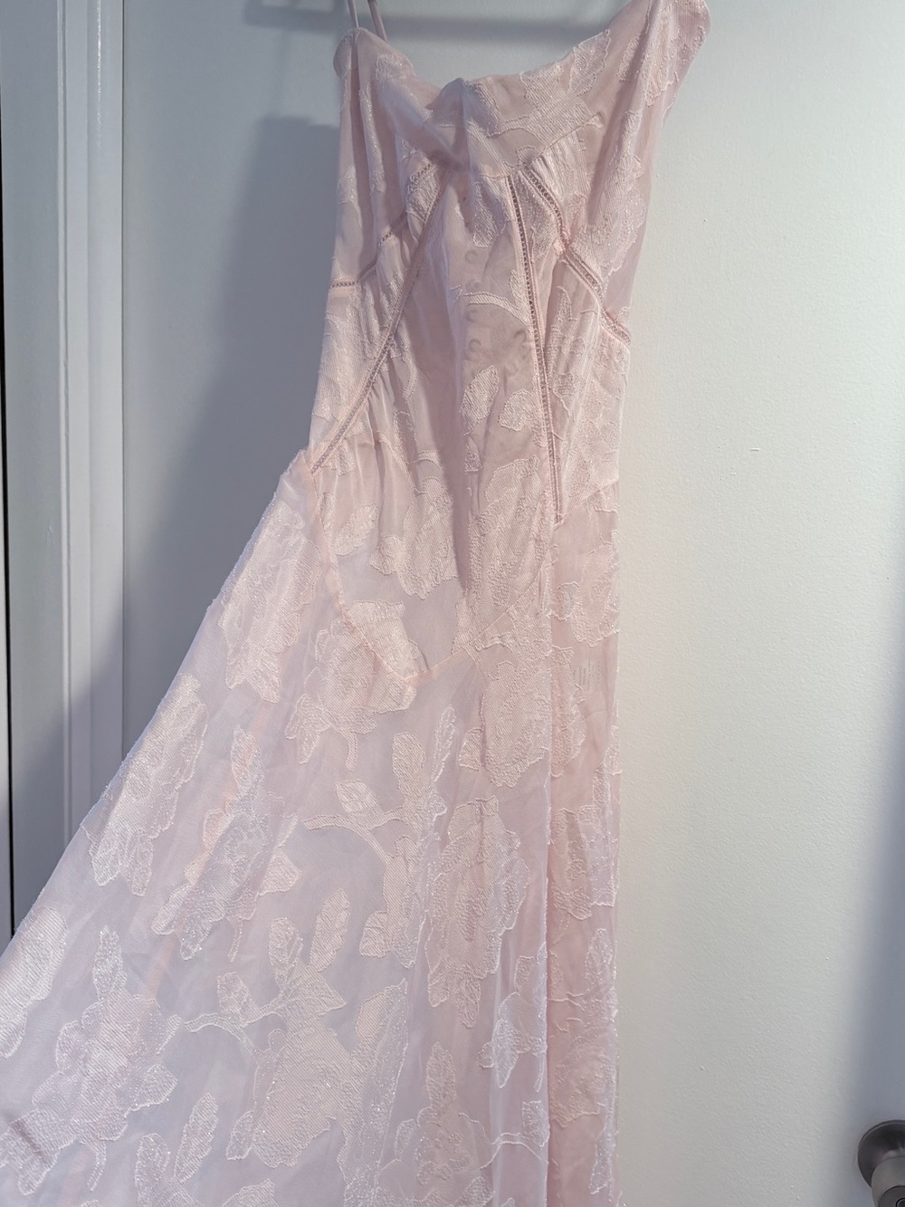 House of CB Blush Floral Lace Slip Gown - Picture 7 of 14